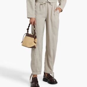 Ganni lightweight slub linen drawstring pants